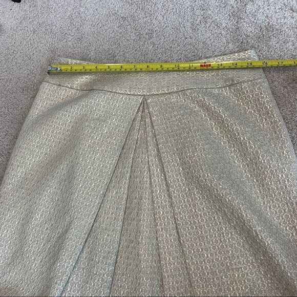 PINK Tartan cream gold metallic jacquard pleated skirt Sz 8 NWOT - Picture 11 of 12